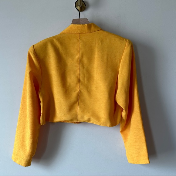 Sunny Golden Yellow Cropped Vintage Blazer By Idee Mode Size 9 - Picture 7 of 7
